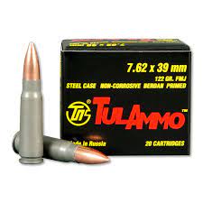 1000 Rounds of 7.62x39mm Ammo by Tula – 122gr FMJ
